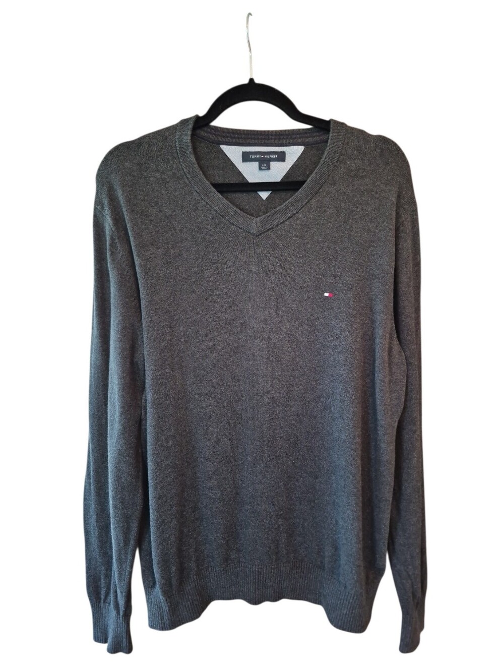 Tommy Hilfiger Mens Sweater Gray Cotton Knit